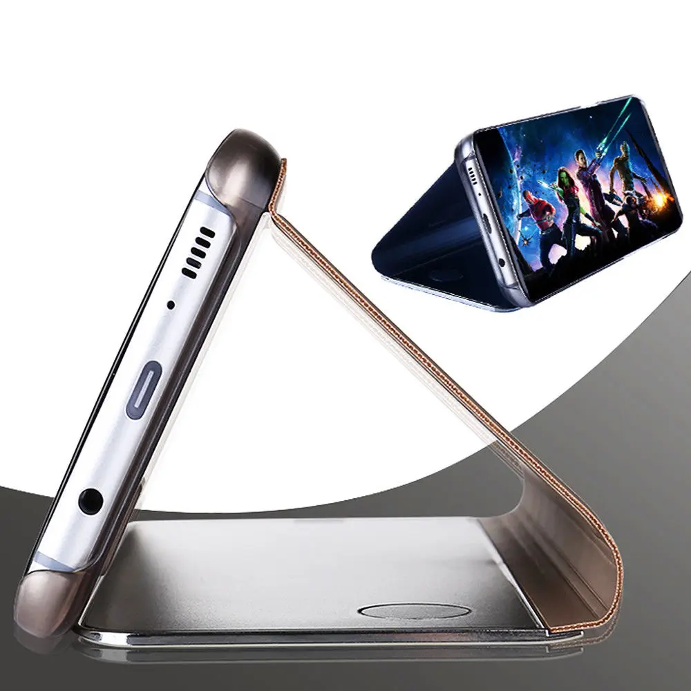 HereCase умный флип кожаный чехол для Samsung Galaxy S9 Plus A8 A5 A7 2018 прозрачный зеркальный