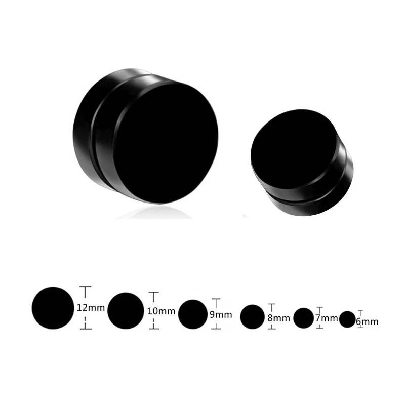 Черные двухсторонние магнитные серьги из нержавеющей стали для мужчин брикет