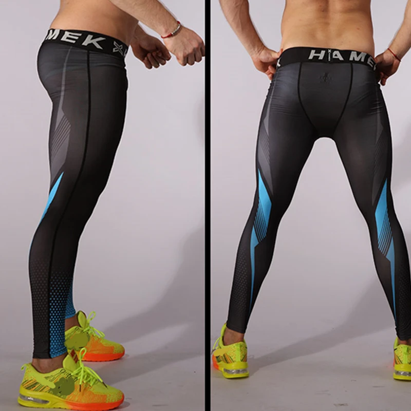 Спортивные Леггинсы 2017 мужские Бег Штаны сжатия тренажерный зал Колготки
