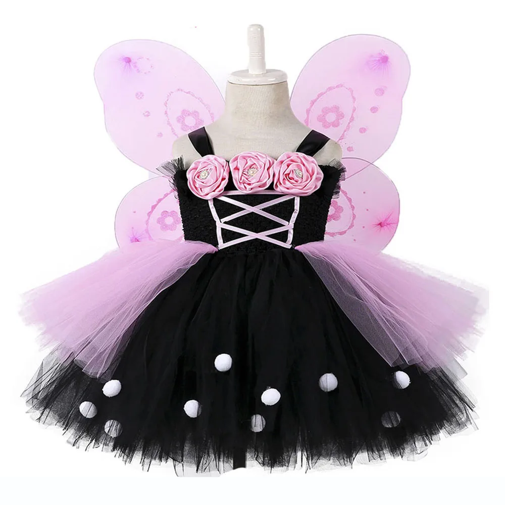 Цвета: черный розовый для девочек платье принцессы с бабочками одежда подростков