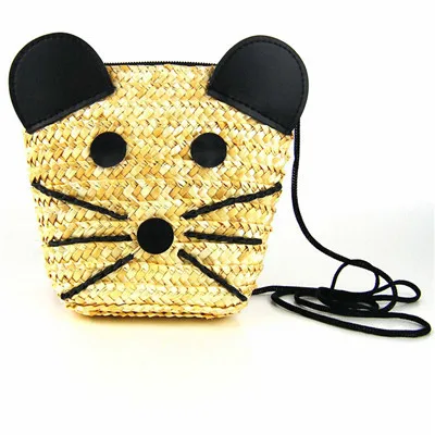 Женские сумки в форме кошки Пляжная соломенная сумка плетеные для покупок AB0141