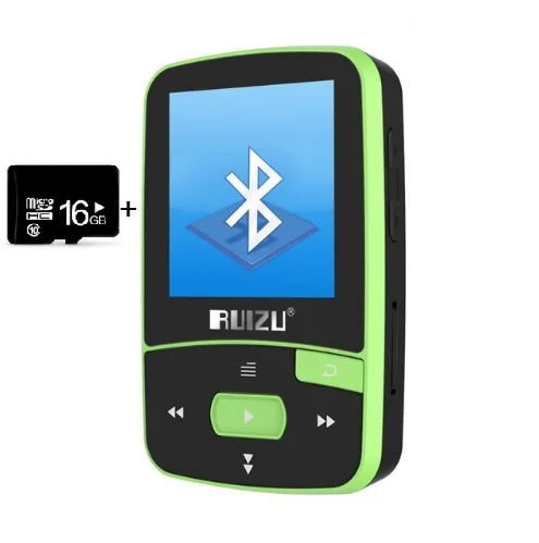 Спортивный Bluetooth MP4 плеер ruidu X50 8 ГБ, мини музыкальный mp4с поддержкой экрана FM, запись, электронная книга, часы, шагомер - Цвет: GREEN WITH 16GB