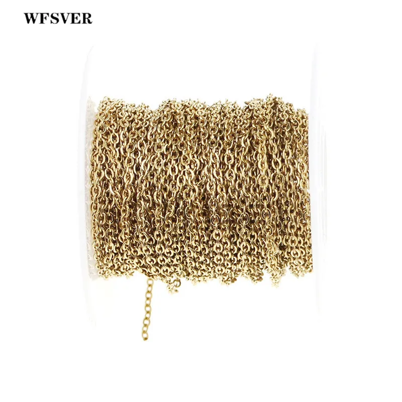 WFSVER 10m/lot 1/1.5/2/2.5mm width Cross Chain Silver Gold Rose Stainless Steel Accessories for DIY Jewelry Making Supplies | Украшения и