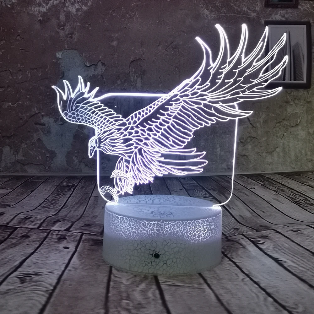 Прямая поставка милый Орел LED RGB USB 7 цветов 3D ночник Иллюзия градиент детская