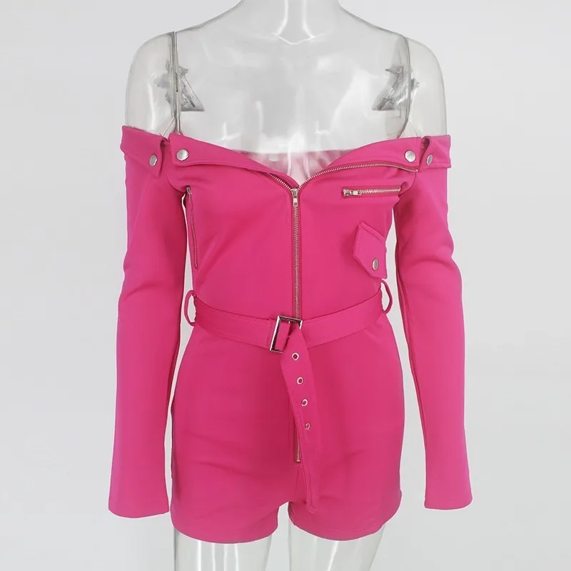 Женский комбинезон с открытыми плечами и застежкой-молнией Thereadict облегающий