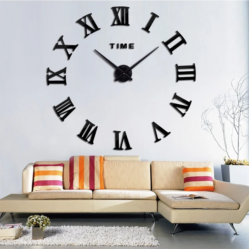 Новое прибытие 3d большой настенные часы home decor кварц diy horloge часы настенные наклейки гостиной Акриловое зеркало 20 дюймов часы