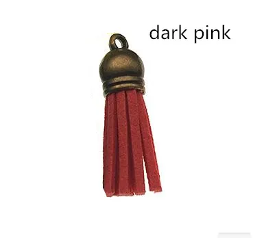 dark pink 10 штук 39 мм замшевые Ленточки брелок-Шарм выше колена из искусственной кожи с кисточками с металлические бронзового Кепки для бижутерии, материал для рукоделия материалы Z1037 - Цвет: dark pink