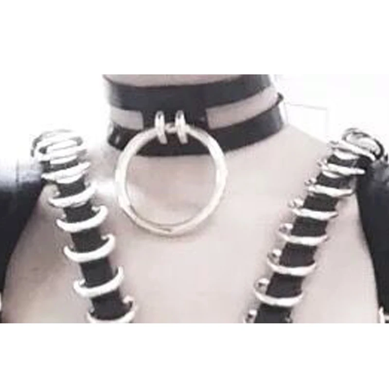 Женское кожаное колье чокер ручной работы ожерелье в стиле панк рок с круглой