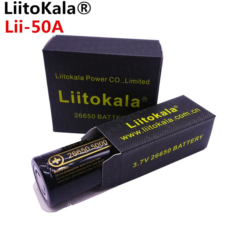 Литиевый аккумулятор LiitoKala lii-50A 26650 5000 мАч 3 шт. 7 В мА · ч подходит для фонариков