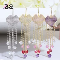 be 8 new arrival aaa cubic zirconia drop earrings love heart long dangle earrings for women fashion style wedding jewelry e842
