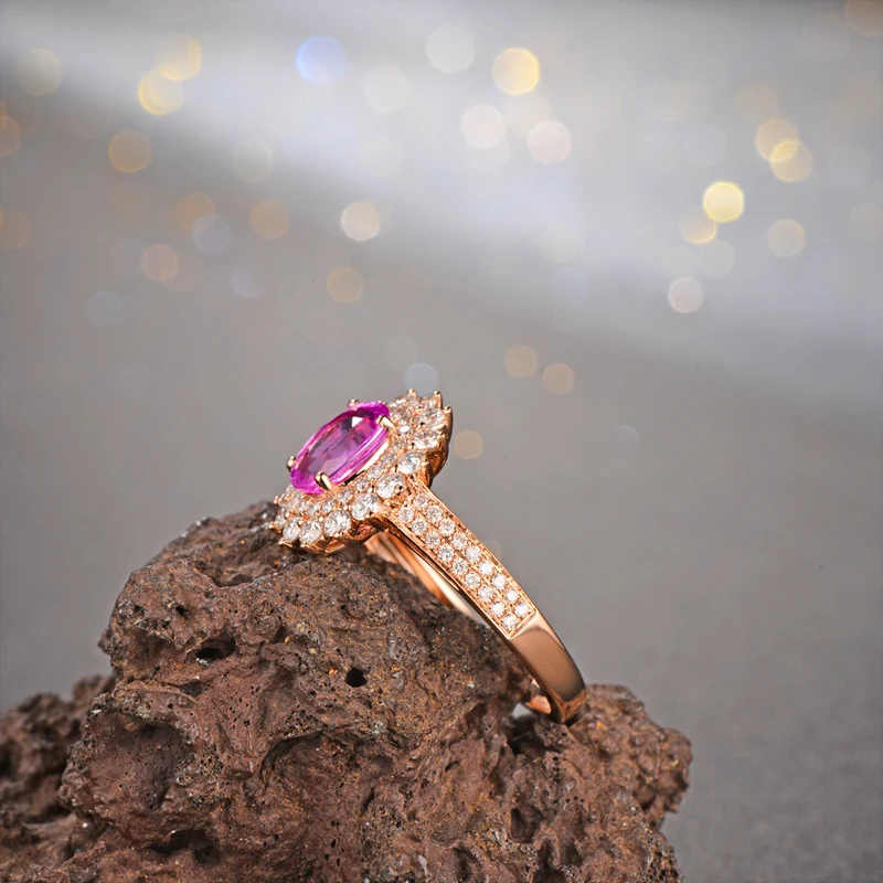 18k/Au750 Gold 1.02ct Pink Sapphire &amp 0.65ct Natural Diamond Engagement Ring Fine Jewelry | Украшения и аксессуары