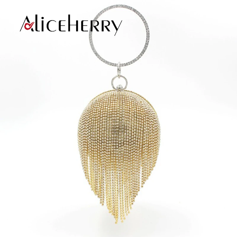 Роскошные сумки женские дизайнерские золотые клатчи красные в форме шарика