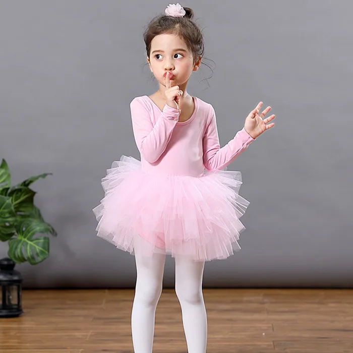 Балетное платье для танцев девочек Розовое Пышное милое детское летнее