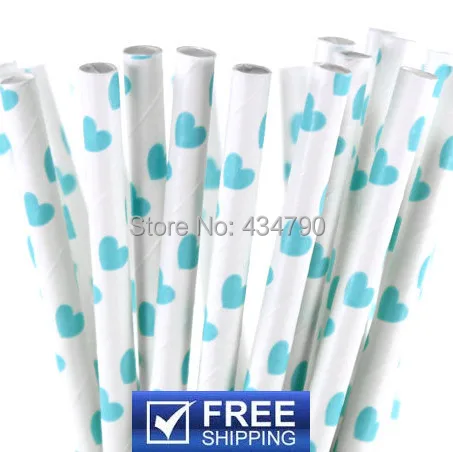 200 шт. бумажные соломинки светильник голубое сердце любовь Любовный винтажный