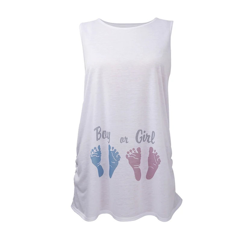 Летняя одежда для беременных Для женщин Повседневное свободные Baby Foot печати