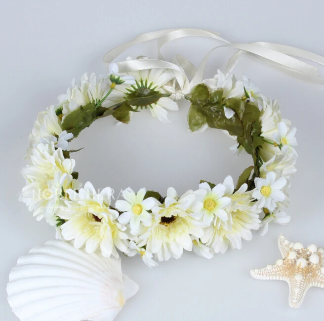 2016Head Wreath &amp Garland Artificial pink Daisy Flower Hair Bridal Accessory Decorative Flowers&amp Wreaths For travel |