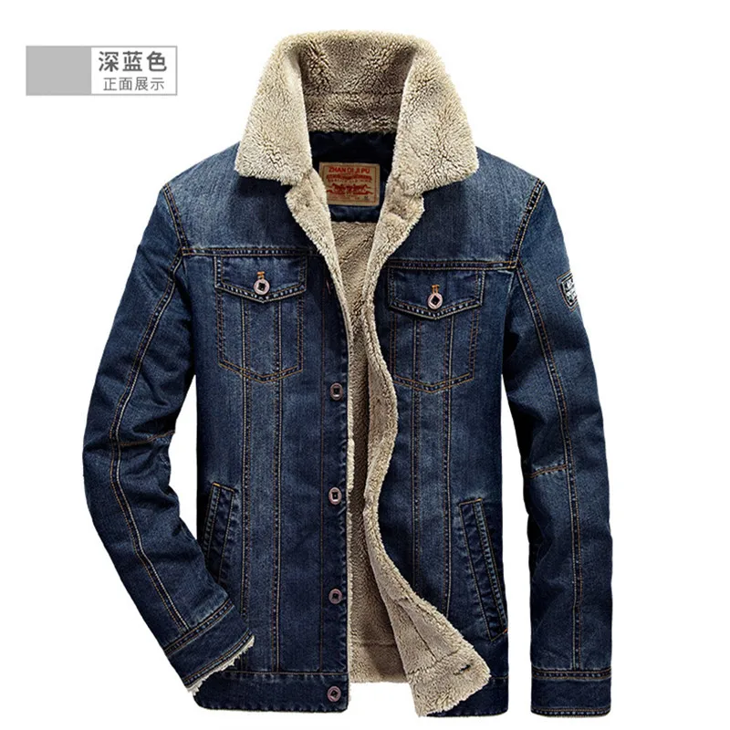 

Зимняя мужская теплая джинсовая куртка 5xl 6xl, флисовая приталенная Повседневная Уличная одежда с длинными рукавами, Качественные куртки и п...
