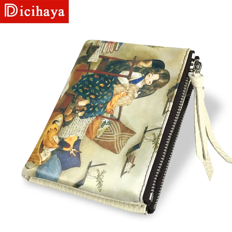 DICIHAYA, новинка, женские кошельки из натуральной кожи, высокое качество, дизайнерские, люксовый бренд, двойной Кошелёк на молнии, женские маленькие кошельки