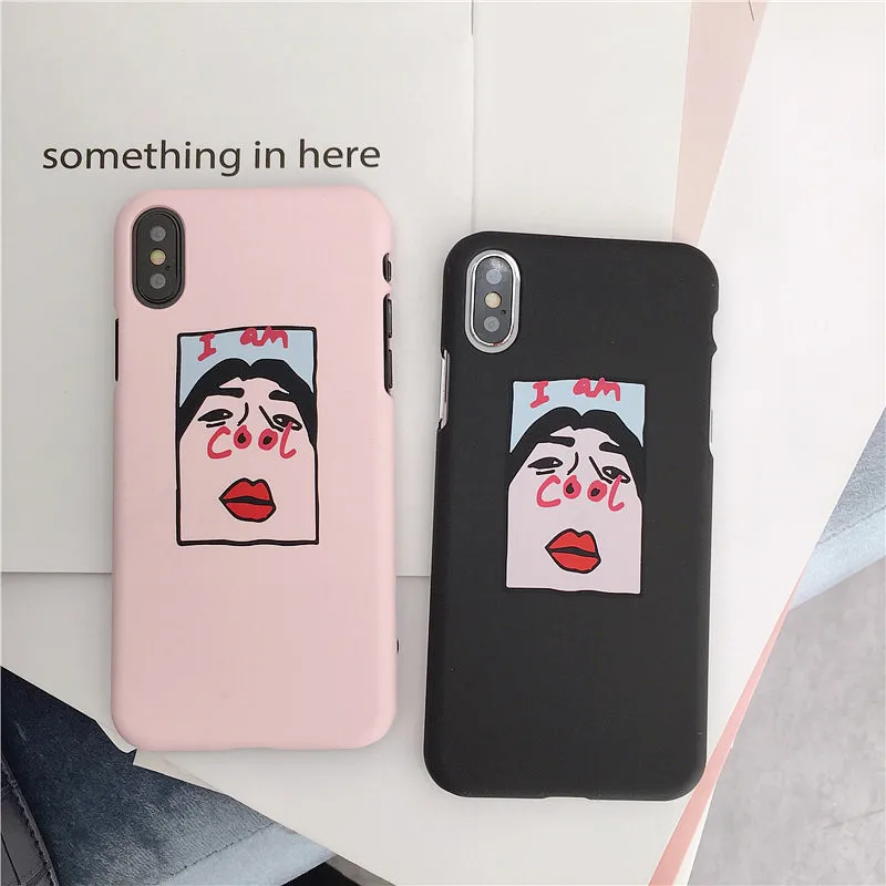 Корейский Забавный чехол для телефона iPhone 6 Puls 6S 7 8 Plus X XS жесткий матовый задней