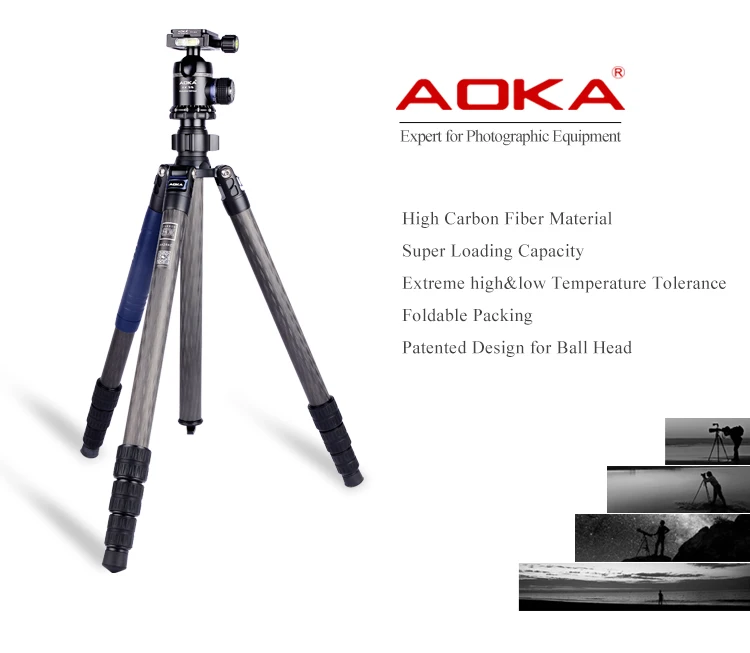 AOKA AK284C загрузка 16 кг профессиональный видео цифровой статив путешествия углеродного волокна Стенд штатив для камеры с KK38 шаровой головкой