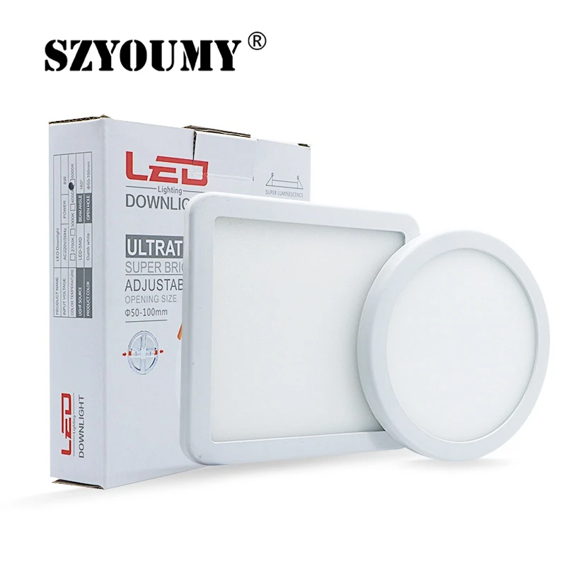 SZYOUMY AC 220V 6W 8W 15W 20W Ultrathin LED Panel Lights Built-in Driver Square Round Aluminum Panel Down Light For Living room