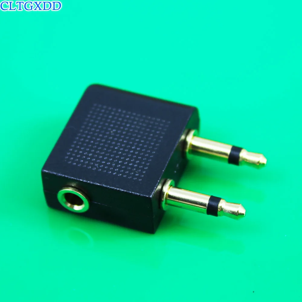 

cltgxdd Hot sale New Black Airplane Headphone Earphone 3.5 Jack Socket Double Adapter