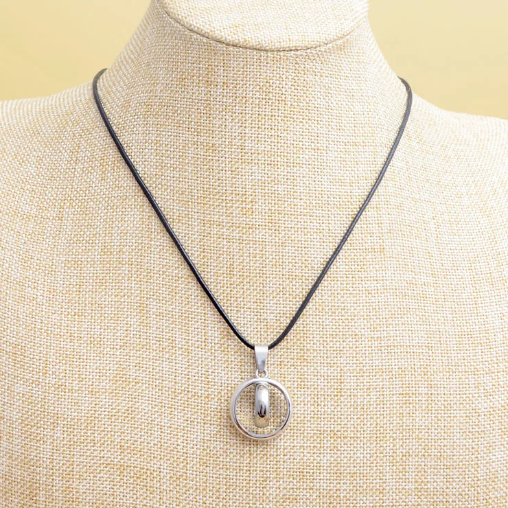 New Unique Double Circles Leather Rope Necklaces Men Vintage Black Pendant Male Jewelry Colar De Couro | Украшения и аксессуары