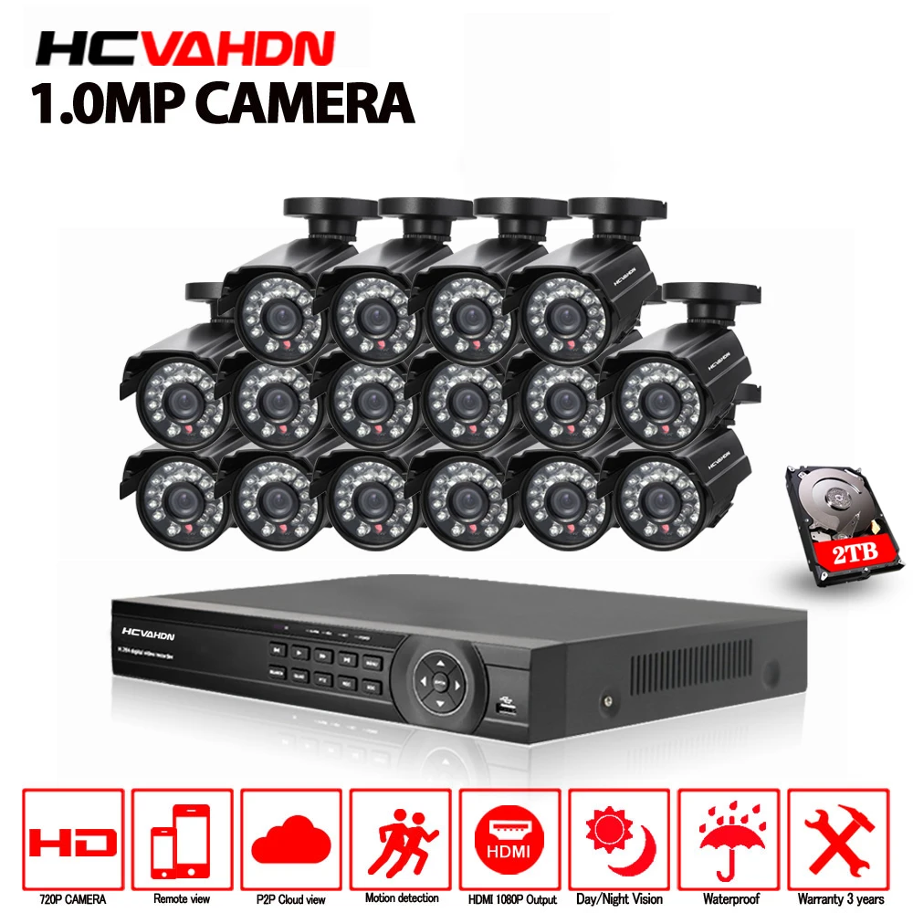 Система видеонаблюдения 16 каналов HDMI 1080P DVR H.264 X 2000TVL IR Cut водонепроницаемая камера