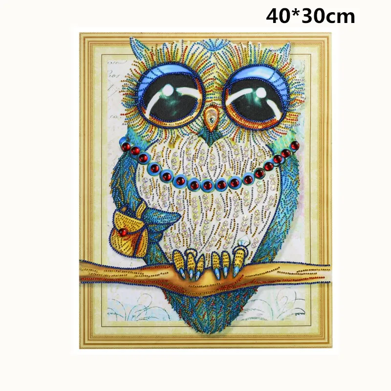 Специальная форма, частичная, 5D DIY Алмазная картина животное, алмазная вышивка, "Сова", вышивка крестиком, 3D, DIY диамонт аксессуары - Цвет: Цвет: желтый