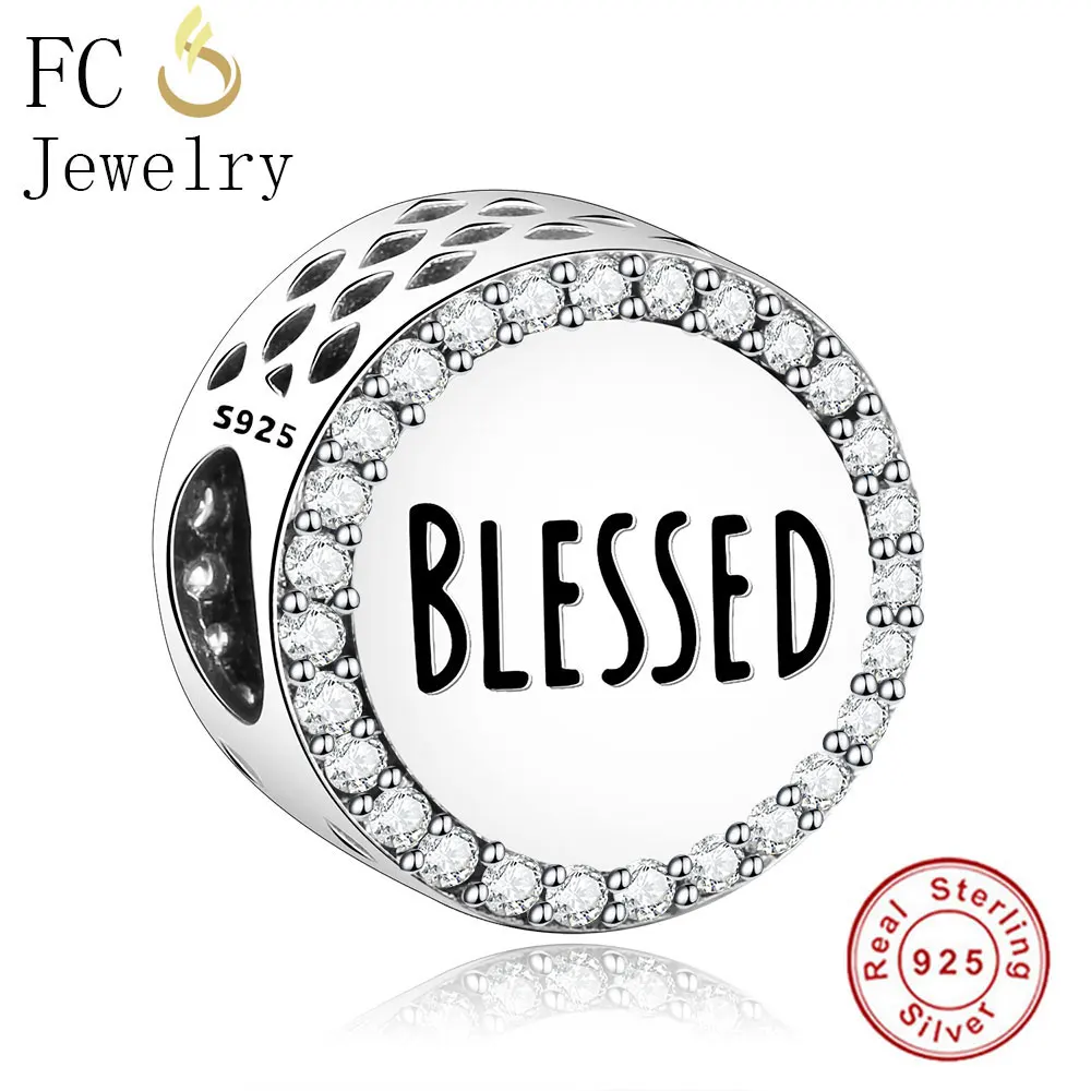 

Fits Original Charms Bracelet 925 Sterling Silver BLESSED Charm Beads 2018 Xmas DIY Jewelry Gifst For Family Berloque
