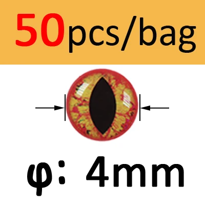 Orange 4mm 50pcs Bimoo 50 шт. 3D 4D голографические рыболовные глаза для приманки рыбные глаза для завязывания мух изготовления приманки ремесло рыбы Череп Живые Глаза Размер 3 мм-12 мм - Цвет: Orange 4mm 50pcs