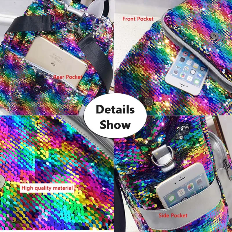 Wehyah дизайнерские рюкзаки женский рюкзак Русалка Реверсивный блесток Мини Рюкзак