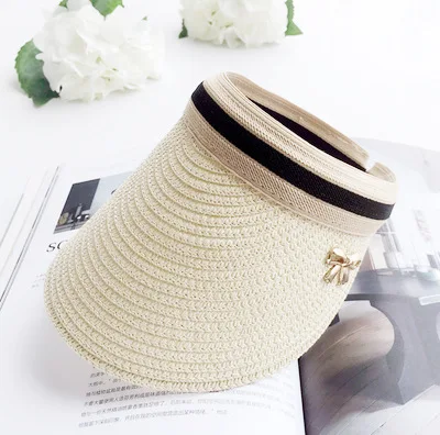 

New Summer Baby Girls Pure Sunscreen Hat Outdoor Sports Empty Hat Bowknot Hats Weave Straw Beach Cap Touca Infantil Muts T