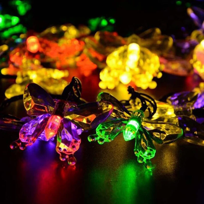 4 5 м/20LED гирлянда на солнечных батареях бабочка солнечный светильник светящиеся