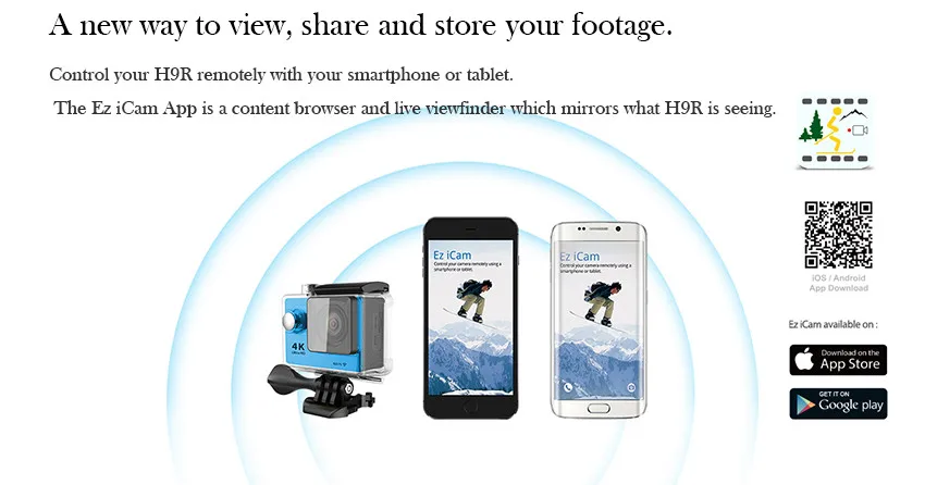 Eken H9/H9R экшн Камера 4K 30FPS со сверхвысоким разрешением Ultra HD, Wi-Fi, 2,0 170D подводный Водонепроницаемый шлема видео Камера s go Спортивная камера extreme pro
