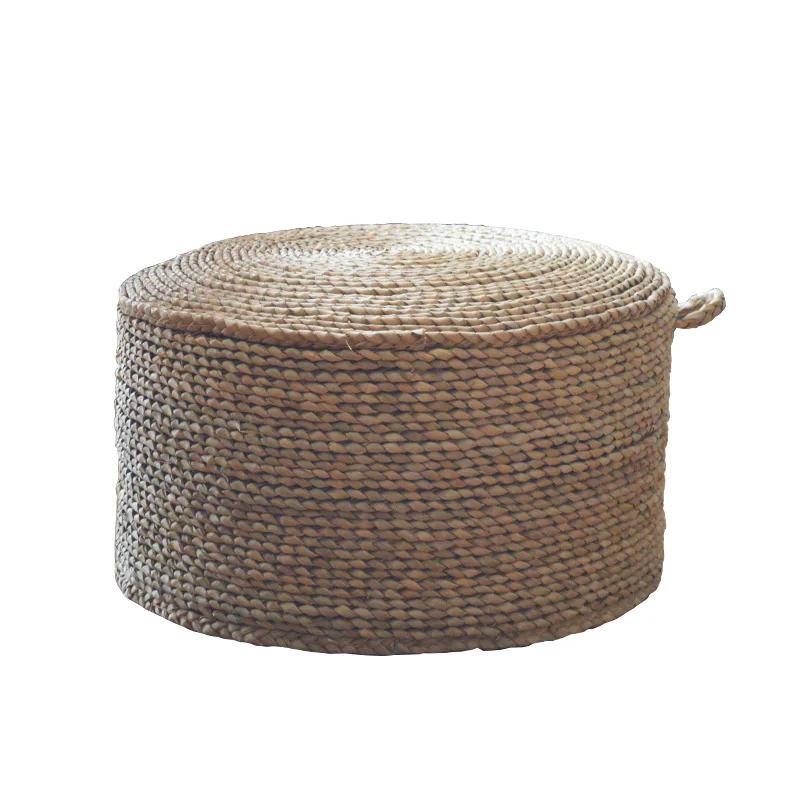 

Portable Grass Braid Japanese Futon Meditation Cushion Thickening Circle Large Round Floor Cushions With Handle Seat Tatami Beac