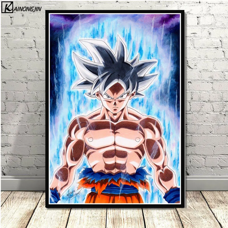 015 Dragon Ball Z плакат Wall Art супер Goku Ultra освоить Холст Плакаты с живописью и принты комнаты декорации Декор для дома - Цвет: 015