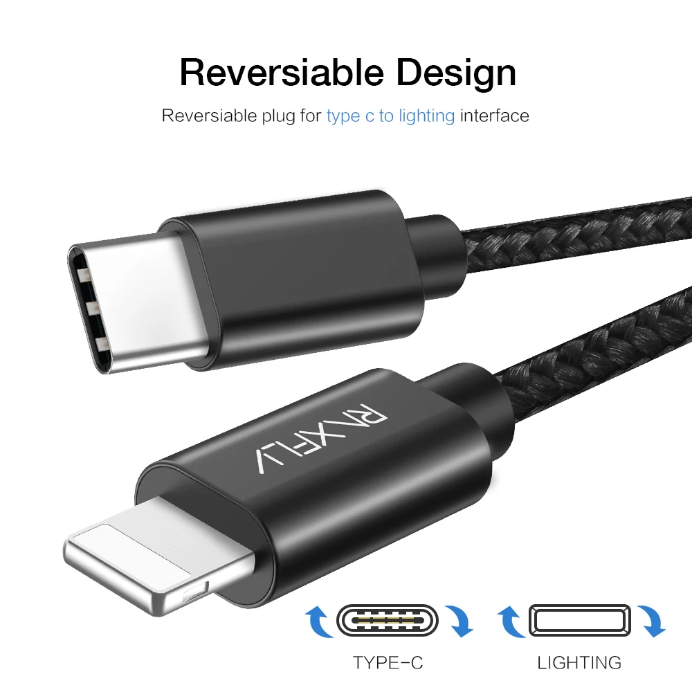USB raxfly PD кабель освещения для type C зарядки провода iPhone Xr Max XS X 8 7 Plus до pin