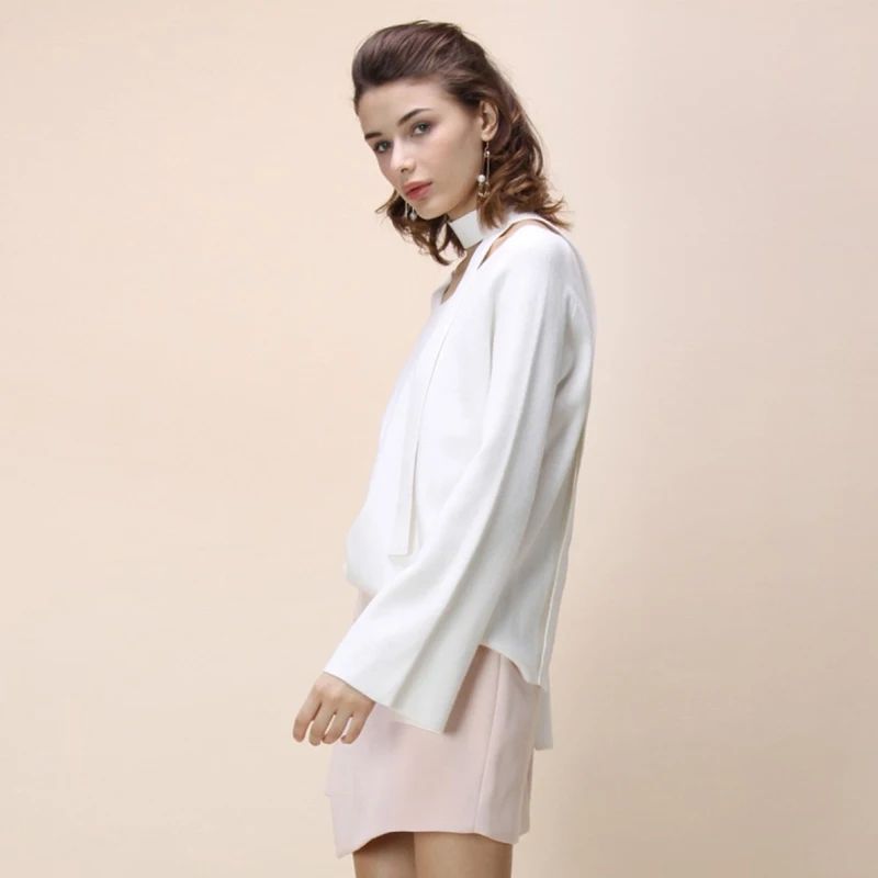 Richlulu Women Knitted Sweaters Flare Sleeve Soft Warm Female Jumper Elegant Pullovers Belt Casual Lady Autumn Winter Tops | Женская