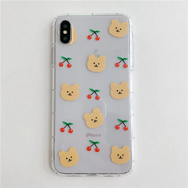 bear INS милый мультфильм, Корея животное смешной Кролик Медведь чехол для телефона iphone Xs MAX XR X 6 6s 7 8 plus Пара Прозрачный мягкий ТПУ задняя крышка - Цвет: bear