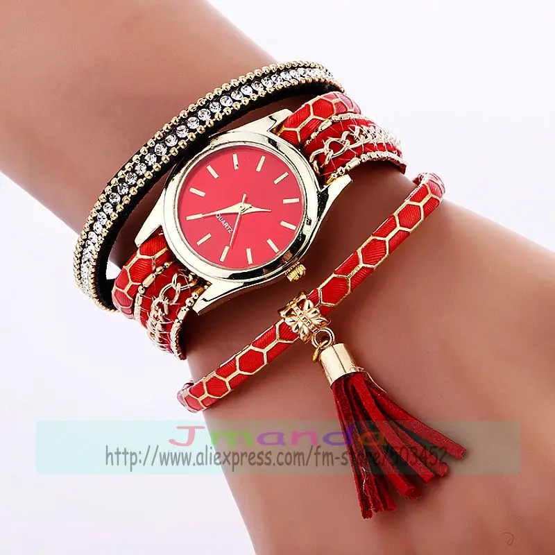 100 шт./лот отлично продаваемые женские кожаные часы с подвеской-кисточкой