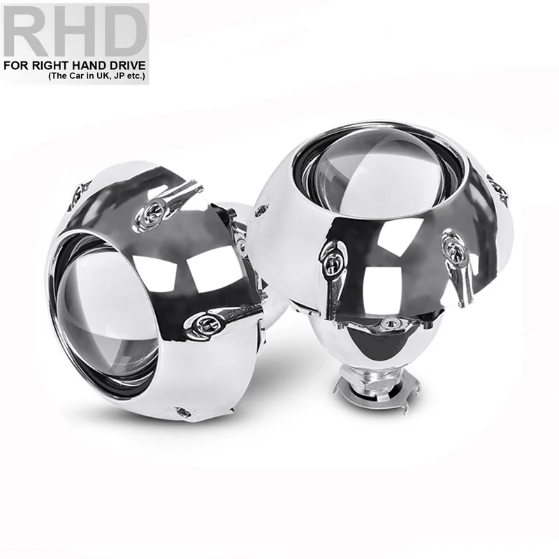 1 pair RHD Lens 2 шт. 2,5 дюймов универсальный би ксенон HID объектив проектора с серебряными кожухами H4 H7 мотоцикл стайлинг фары объектив проектора - Цвет: 1 pair RHD Lens