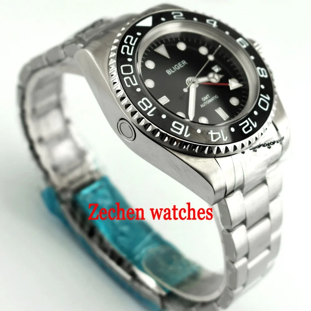 43 мм Bliger DG3804 GMT автоматические механические светящиеся мужские часы наручные |