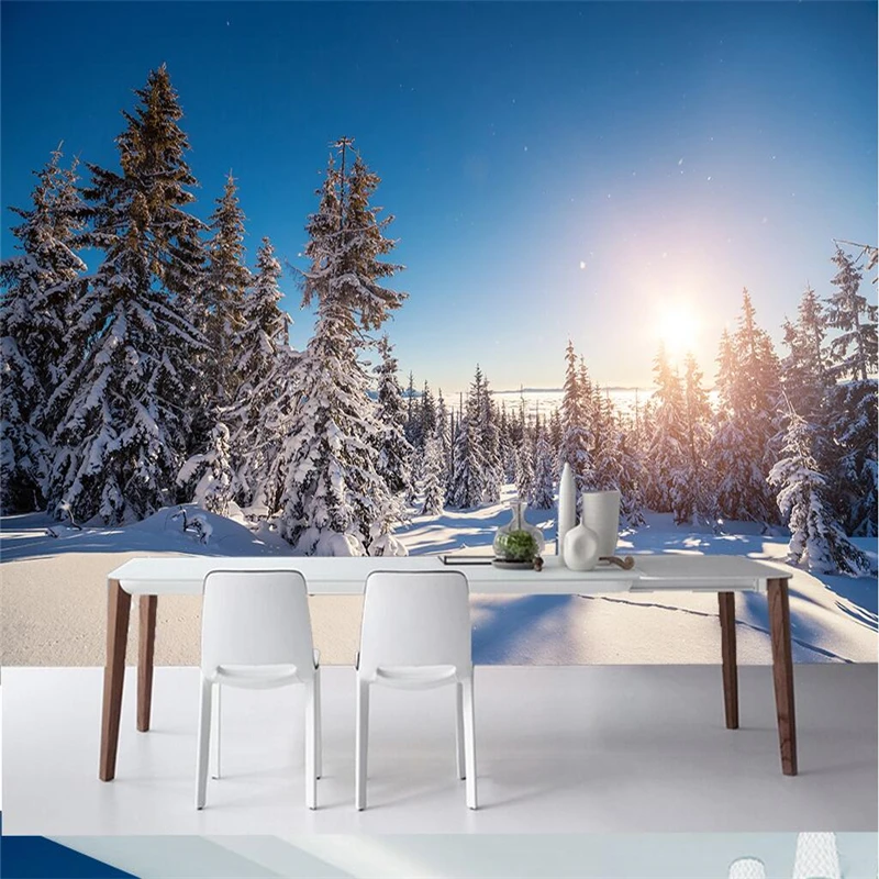 Beibehang пользовательские фото обои наклейки скандинавский зимний Снежный Лес Тигр