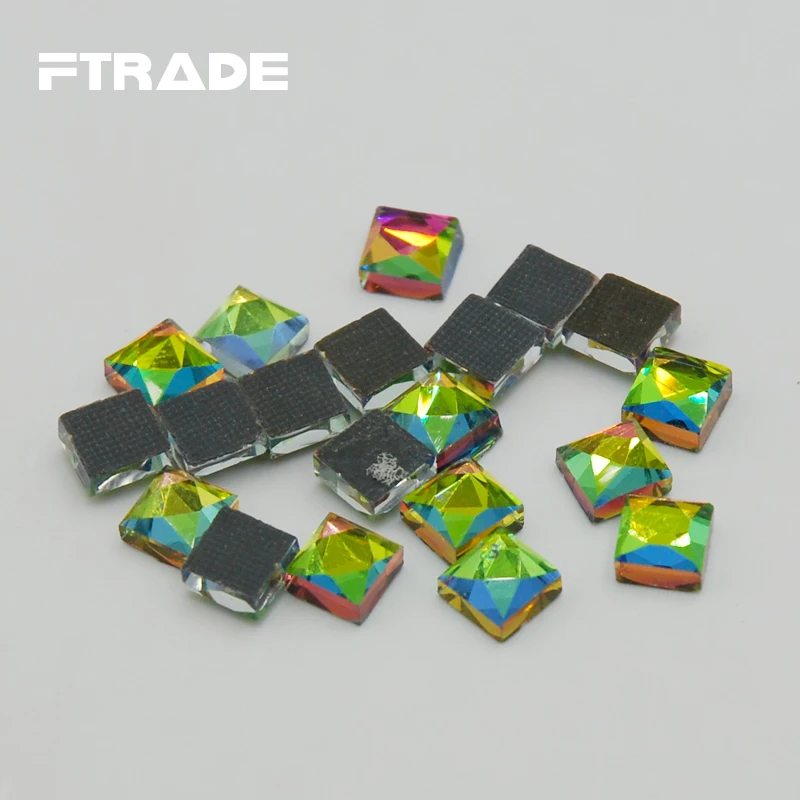 Более блестящие квадратные радужные стразы для платьев невесты 110 шт./лот 6x6 мм с
