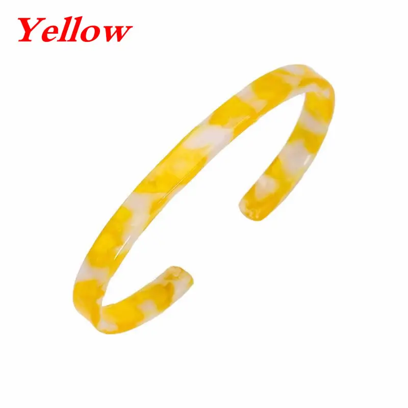 Yellow Мраморные ацетатные пластинчатые браслеты для женщин, модный акриловый лист, Открытый браслет, простой узкий черно-белый мраморный стиль, ювелирные изделия, Новинка - Окраска металла: Yellow