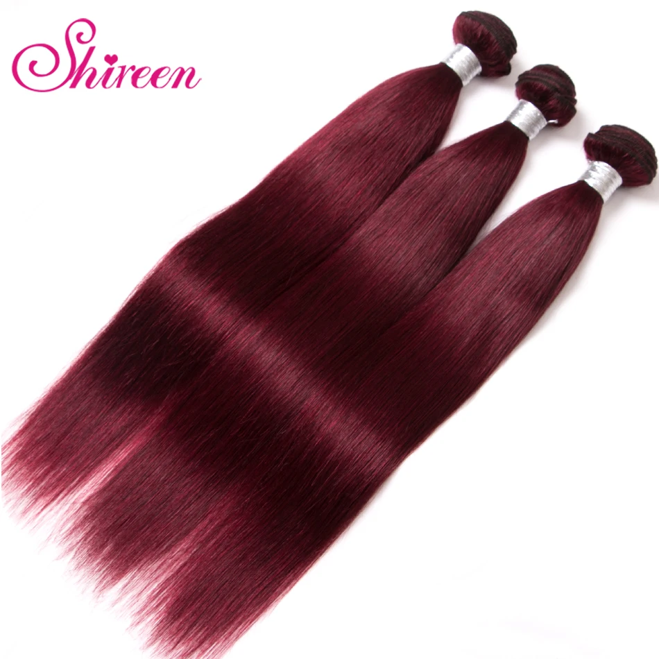 Shireen remy волосы переплетения пучки 99J/бордовый# красный цвет 8 до 24 дюймов бразильские прямые волосы ткачество не-Remy 2 шт