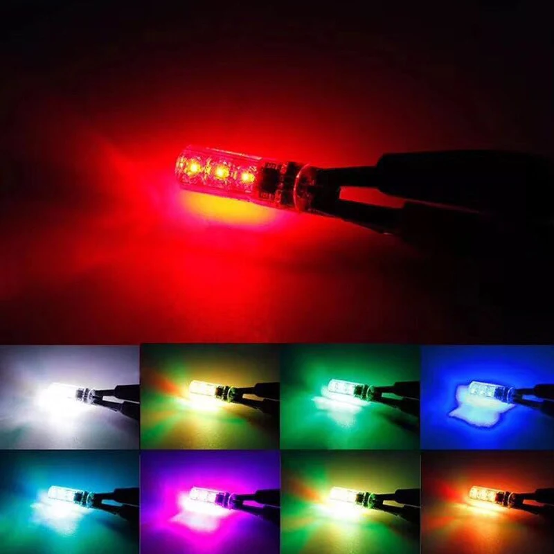 2 шт. T10 RGB W5W Светодиодные Габаритные фонари для автомобиля SMD с пультом