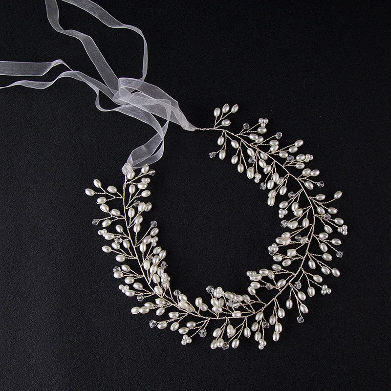 

Bridal Hair Vine Wedding Silver Hair Piece Pearl Head Piece Crystal Headband Bride Hair Accessory