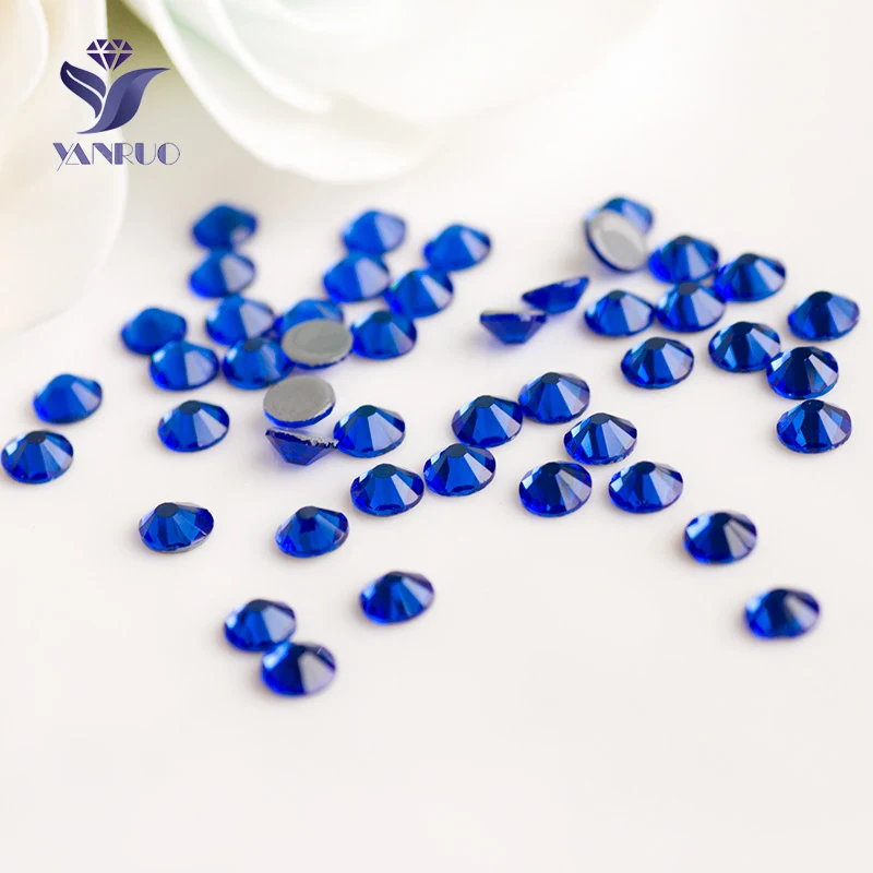 

YANRUO 2058HF SS16-SS20 Sapphire Strass HotfIx Crystal Stones Glass Crystal Iron On Strass For Rhinestones